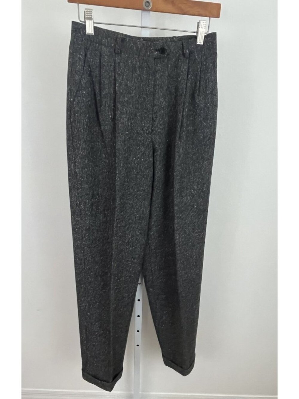 Vintage Lauren Ralph Lauren Tweed Wool Pants Cuffed Trousers Lined Pleated Sz 6